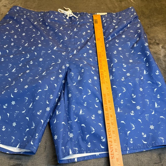 St Johns Bay Swim Trunks Mens 4XLT Blue Nautical Sailboat Anchor Elastic Waist - Picture 10 of 13